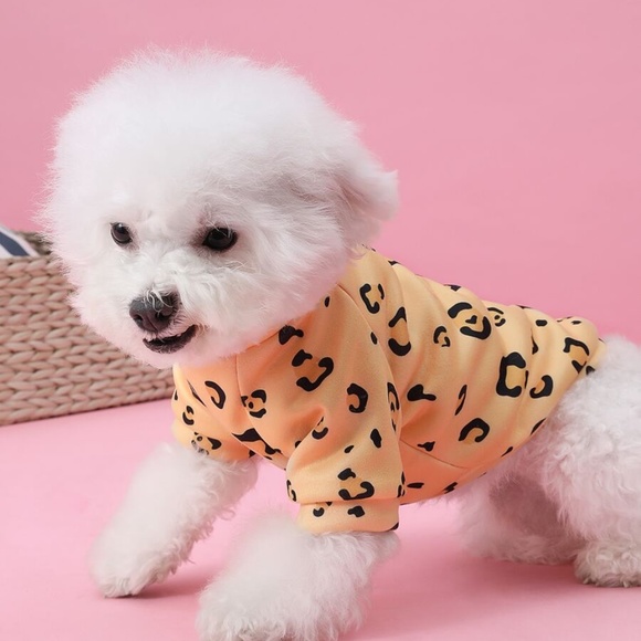 leopard print dog puppy sweater top - Picture 2 of 6